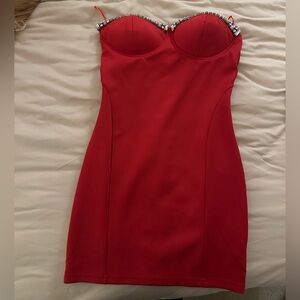 New Windsor red bodycon bustier mini dress